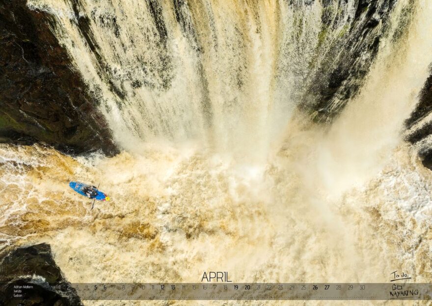 Ukázka z kalendáře Best of Whitewater 2025 (duben).