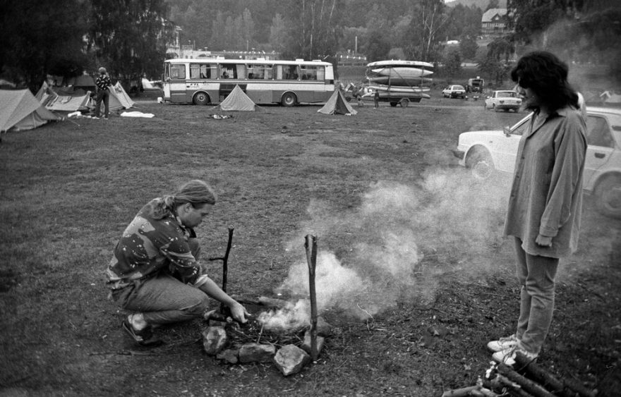 Na své první vodě s Tomášem Berkou, kterému jsem Vlnožrouty věnoval. Vltava 1993. / F: archiv Jiří Nosek